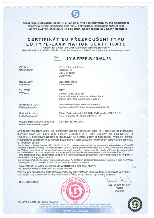 Certifikát Prohelm